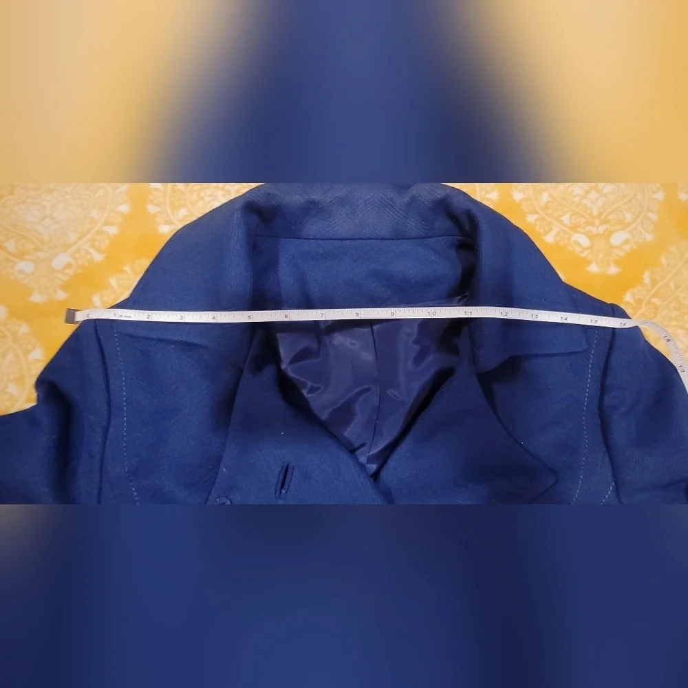 Vtg 60s YOUTHCRAFT Two Piece Dress Coat & Dress Set Womens Sz 12 NavBlue Chevron - Picture 16 of 16